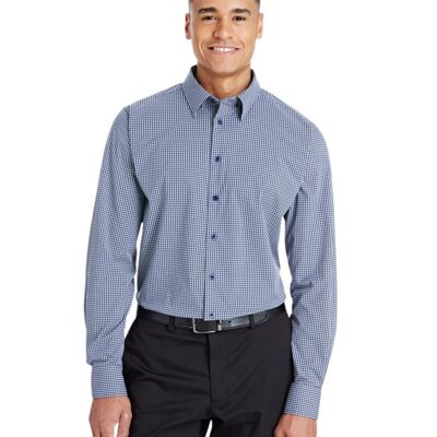 Men's CrownLux Performance® Tonal Mini Check Woven Dress Shirt Thumbnail