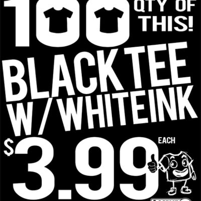 Black 100 Qty $3.99 TShirt Sales Thumbnail